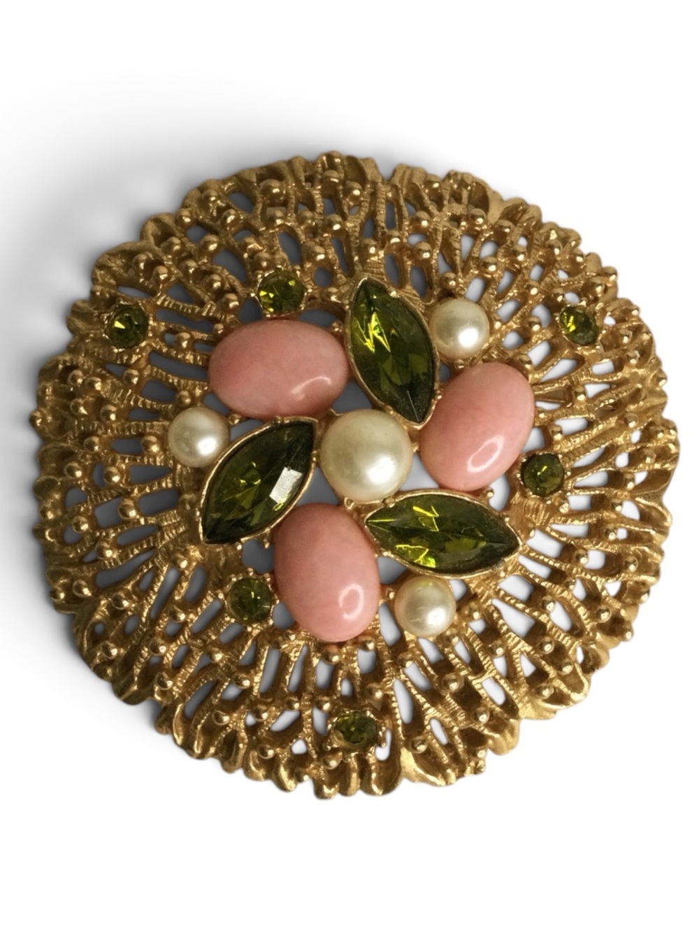 Vintage Sarah Coventry 'Fashion Splendor' Gold‑Tone Floral Statement Brooch - Picture 7 of 12
